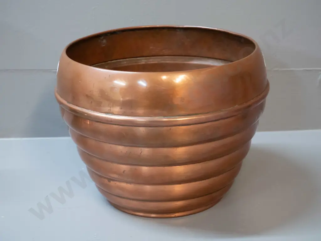 vintage French copper jardiniere marked Lecellier Villedieu H-180 D-240 Image 1++
