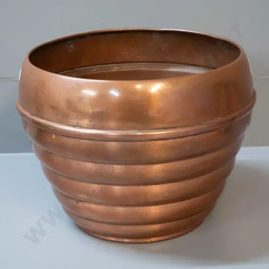 vintage French copper jardiniere marked Lecellier Villedieu H-180 D-240
