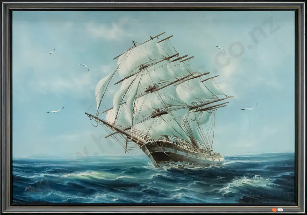 framed acrylic - sailing ship H-630 W-900 Image 1++