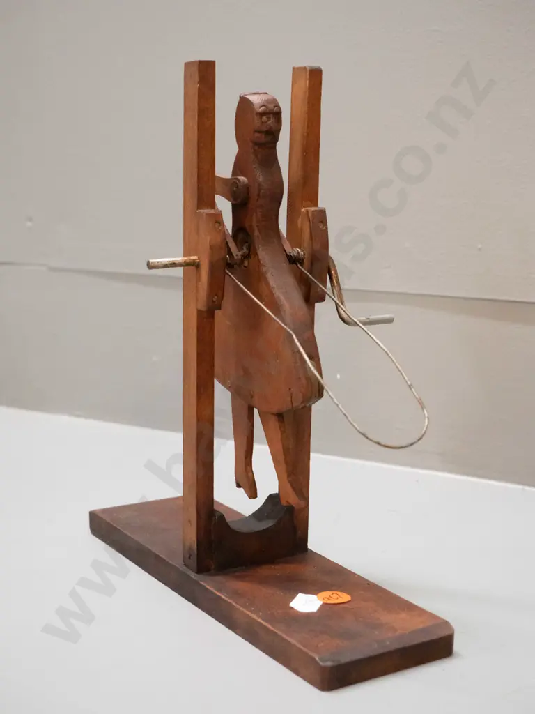 hand made timber folk art style skipping figure with crank handle action H-230 L-210 Image 1++