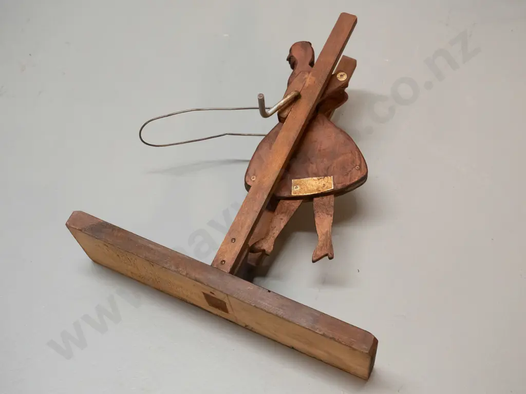 hand made timber folk art style skipping figure with crank handle action H-230 L-210 Image 1++