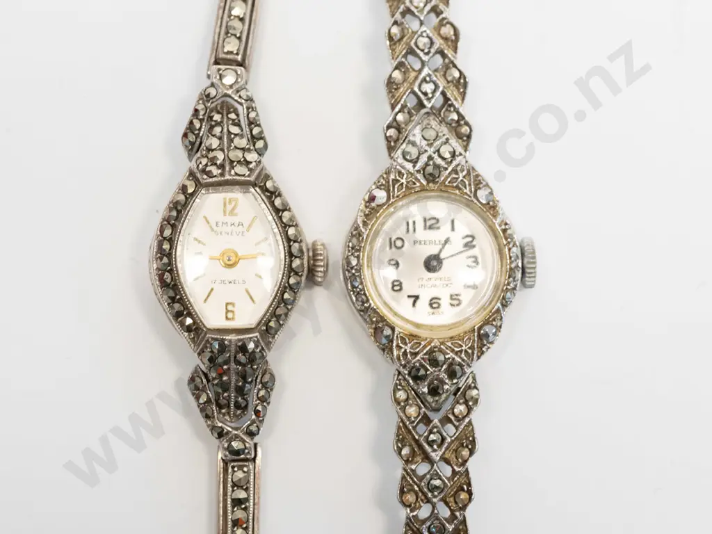 marcasite brooch & 2 marcasite watches Image 1++