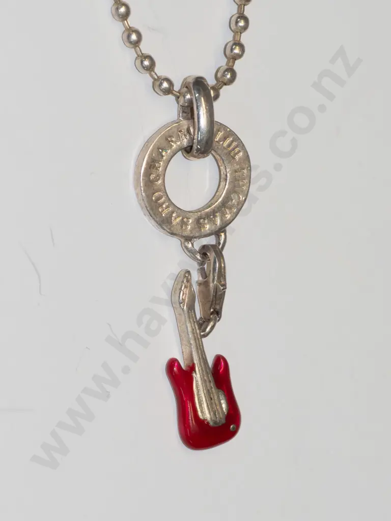 silver  necklace with guitar stamped 925 Image 1++