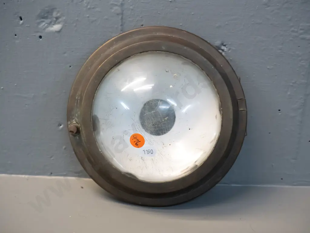 vintage brass and glass & enamel metal light fitting - marked J Stone & Co Ltd London, note says from NZR guard's van Image 1++