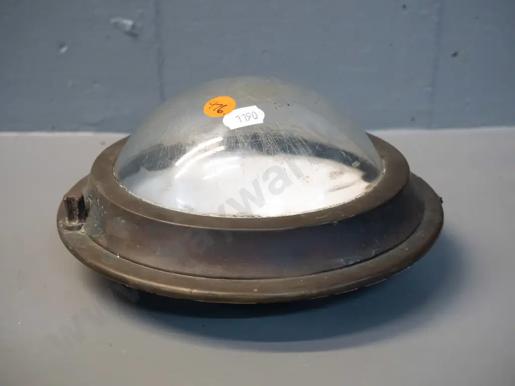 vintage brass and glass & enamel metal light fitting - marked J Stone & Co Ltd London, note says from NZR guard's van Image 1++