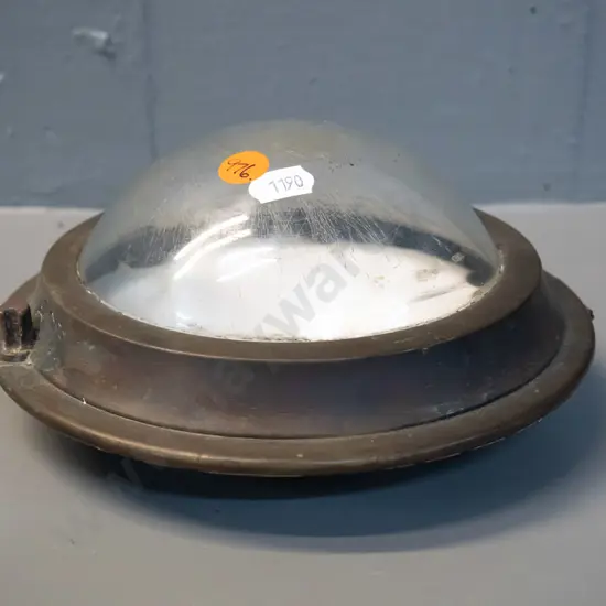 vintage brass and glass & enamel metal light fitting - marked J Stone & Co Ltd London, note says from NZR guard's van