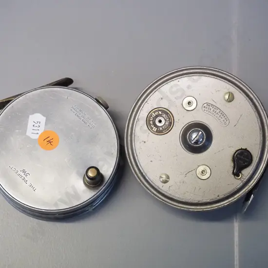 2 English made fishing reels - Hardy Bros. "The Perfect 3 5/8" and Young & Son Beaudex D-95