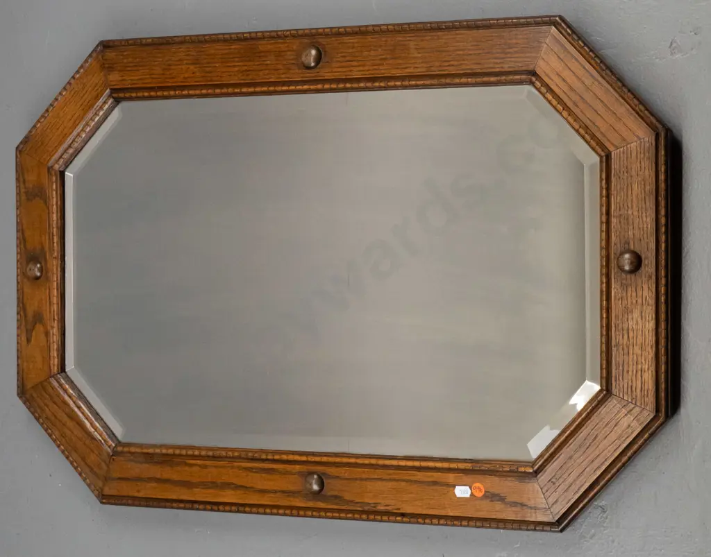 octagonal oak bevelled edge wall mirror H-520 W-790 Image 1++