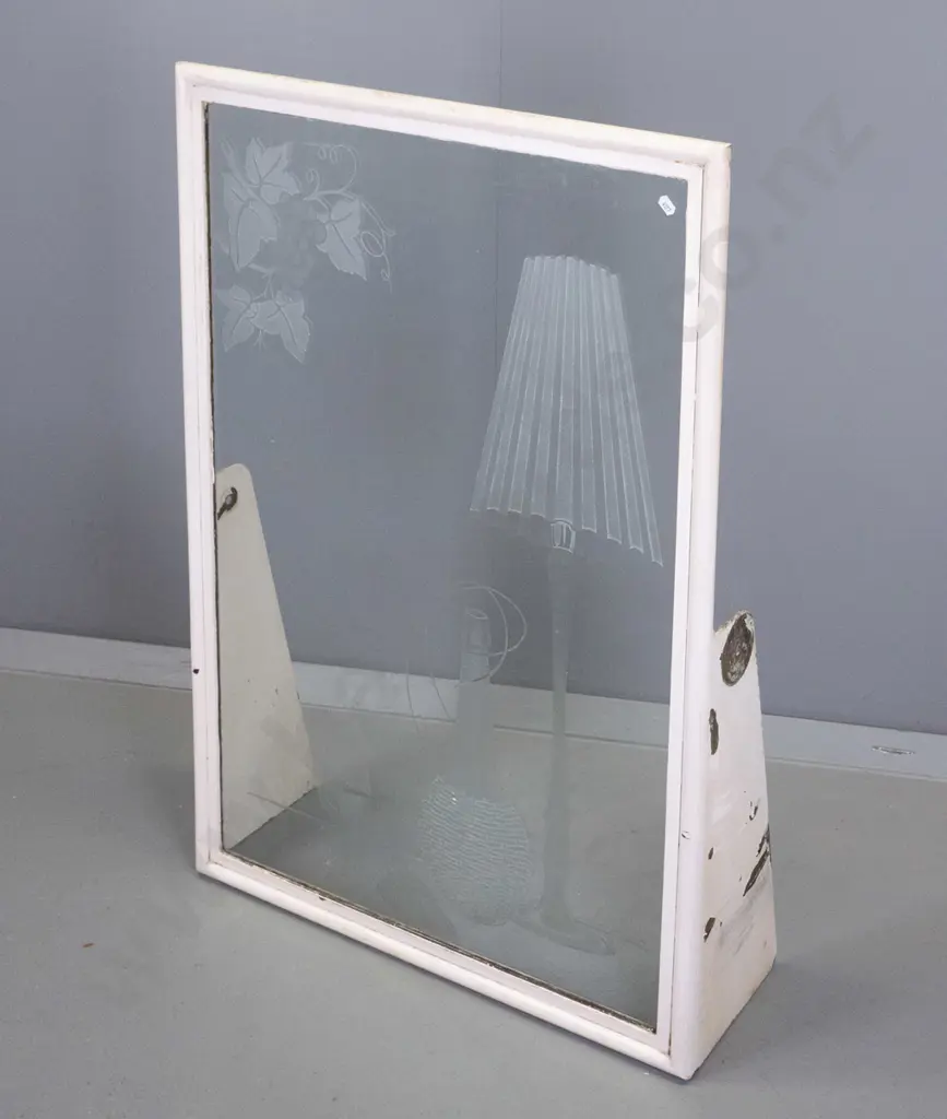 retro etched & frosted glass display panel in metal frame with mounting fittings H-900 W-615 Image 1++
