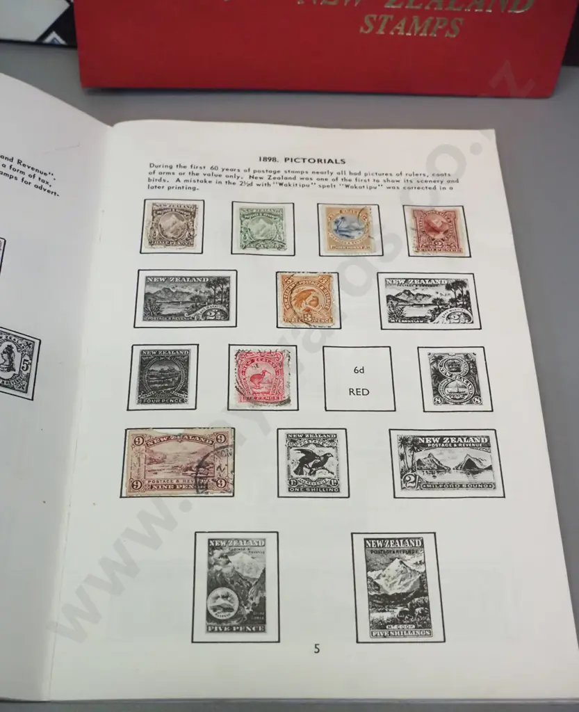 6 stamp albums and a stock book  - mainly New Zealand, dates from 1870s thru 1980s Image 1++