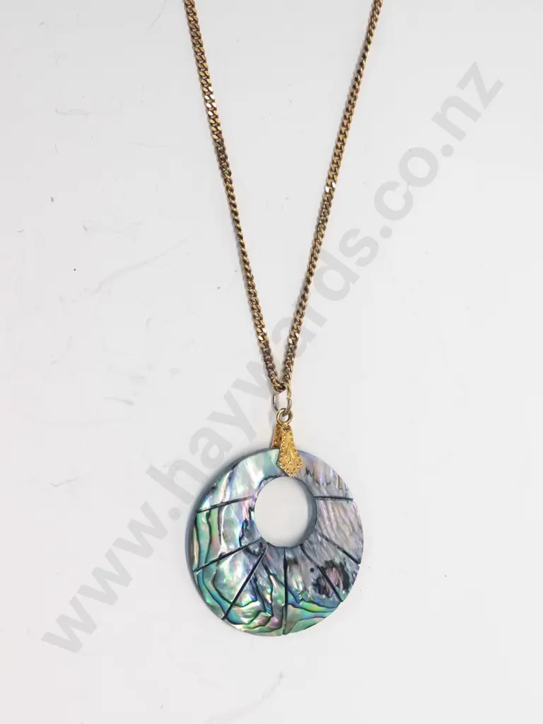 paua shell necklace chain stamped 375 Image 1++