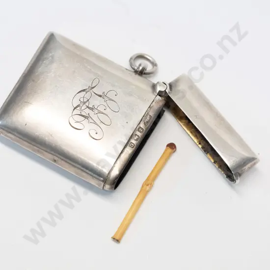silver vesta case stamped anchor, lion & C