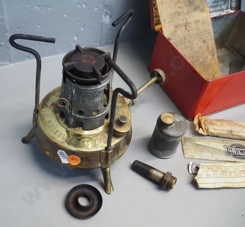 vintage Townson & Coxson Birmingham "Burmos" No. 96 pocket outfit paraffin/kerosene stove in tin Image 1++
