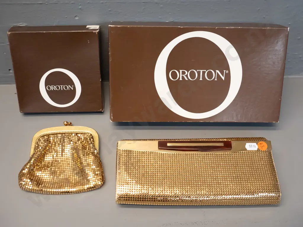 2 retro boxed Oroton evening bags - small purse and clutch purse H-110 W-220 Image 1++