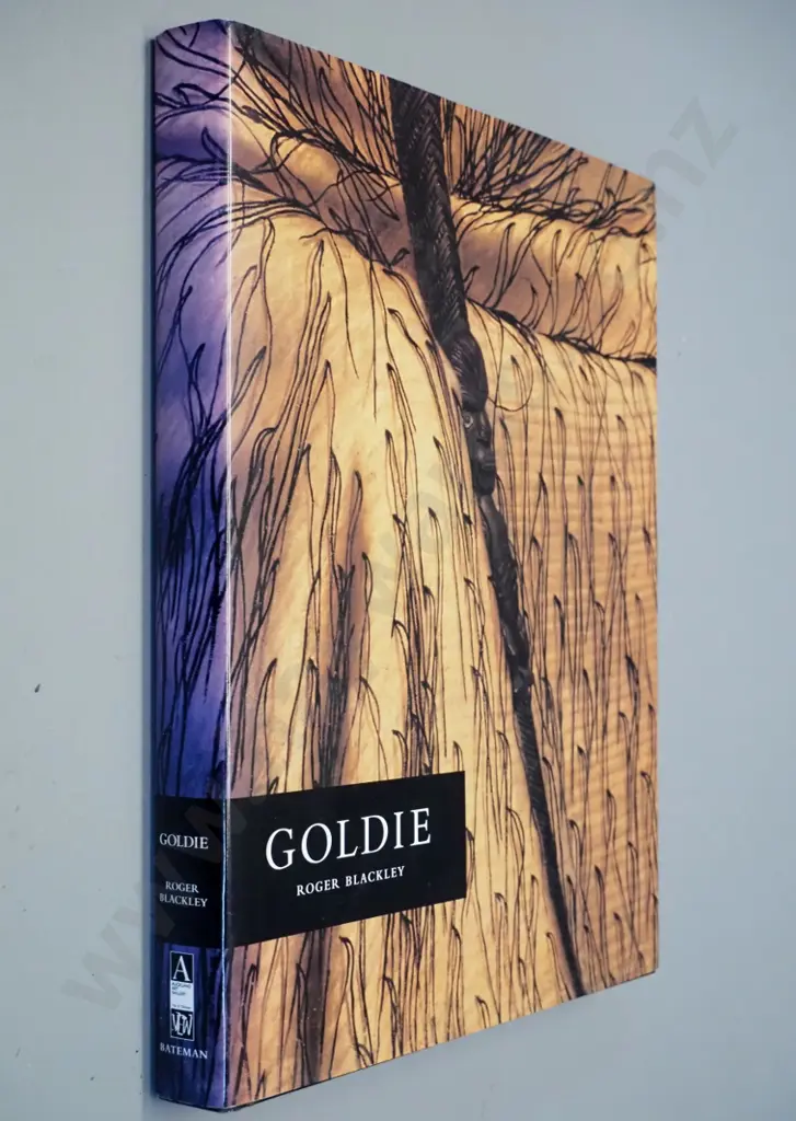 hard-cover book - Goldie by Roger Blakley, 1997, Auckland Art Gallery - fading to dust jacket spine Image 1++