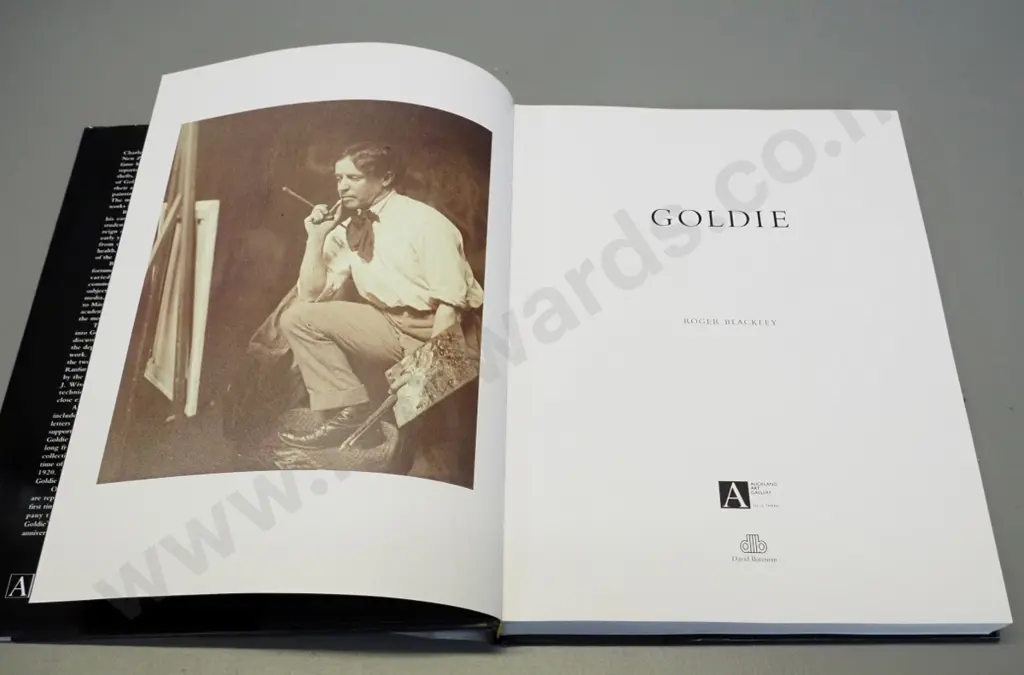 hard-cover book - Goldie by Roger Blakley, 1997, Auckland Art Gallery - fading to dust jacket spine Image 1++