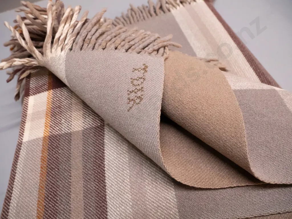 2 retro New Zealand made check woollen blankets - one has small hole, other some staining. One has label but too worn to Image 1++