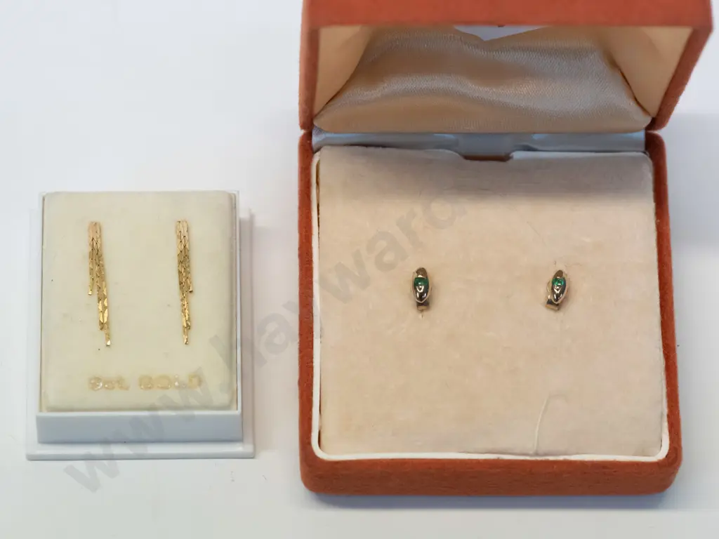 emerald stud earrings & pair gold earring Image 1++