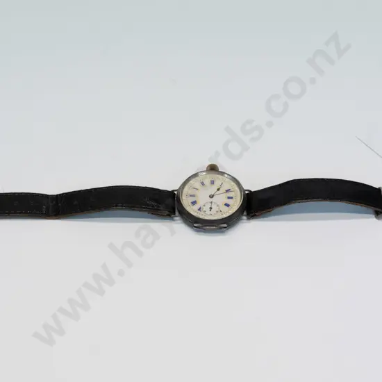 vintage wristwatch (pocket watch converted to wrist?) No maker's marks - back seems stuck closed. Going.D-35