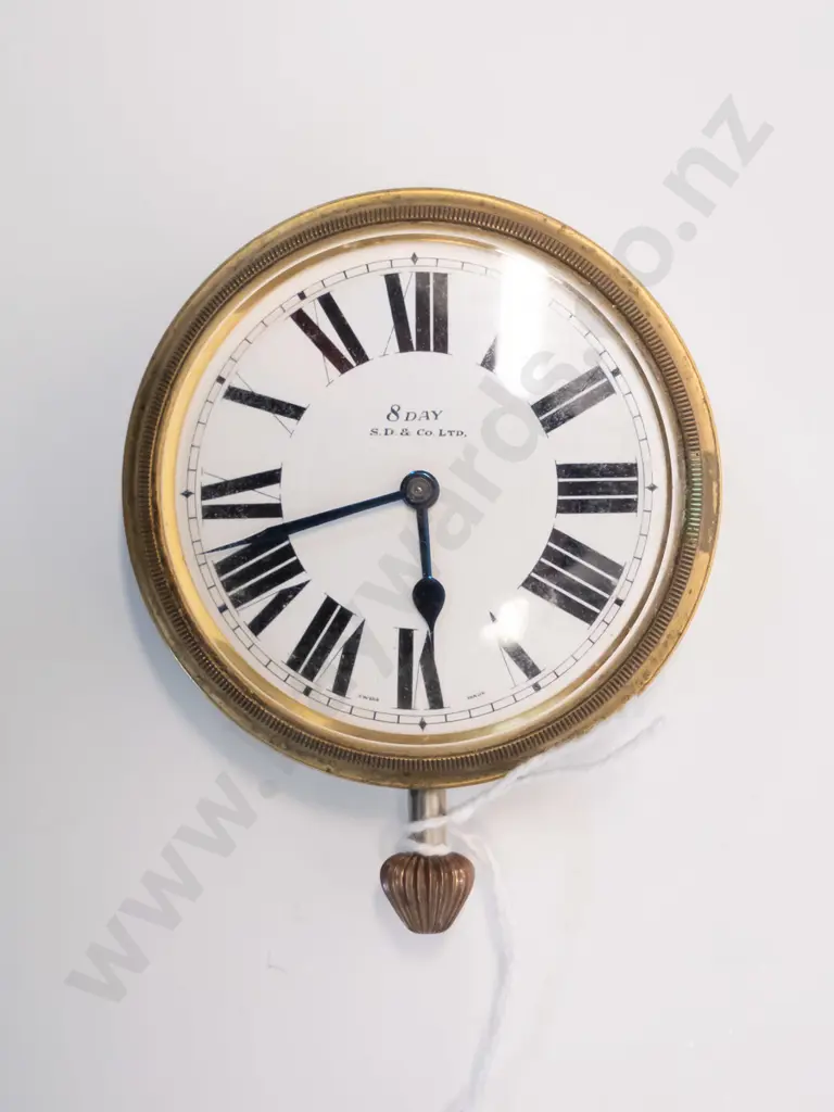 antique large pocket watch - marked "Swiss Made" and "SD & Co 8 day" - back seems stuck closed. D-65 Image 1++