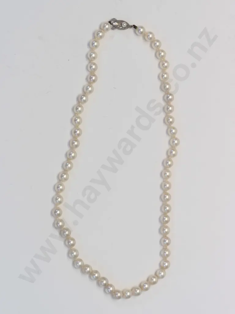 pearl necklace clasp stamped silver Image 1++