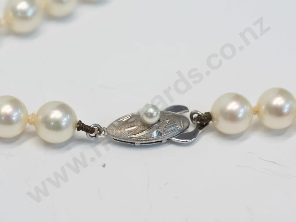 pearl necklace clasp stamped silver Image 1++