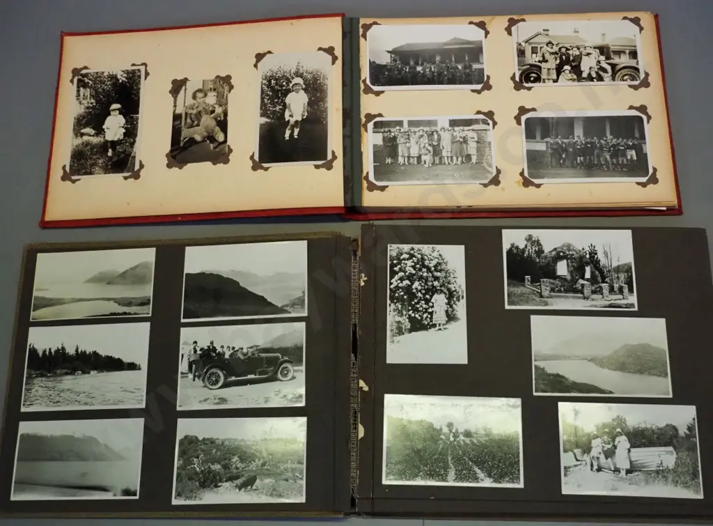 2 vintage photo albums with NZ photos and postcards - Port Chalmers, Dunedin, central Otago, family photos etc. Image 1++