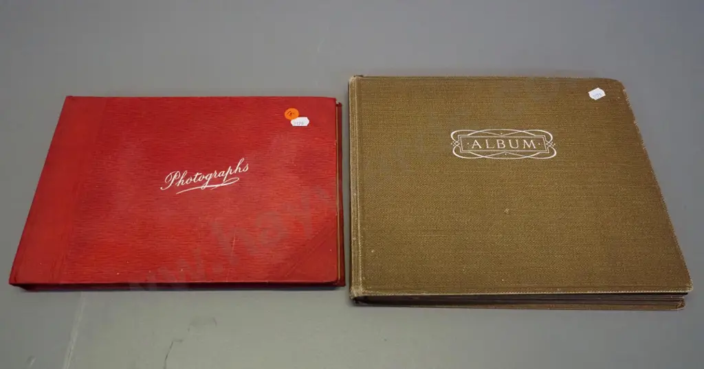 2 vintage photo albums with NZ photos and postcards - Port Chalmers, Dunedin, central Otago, family photos etc. Image 1++