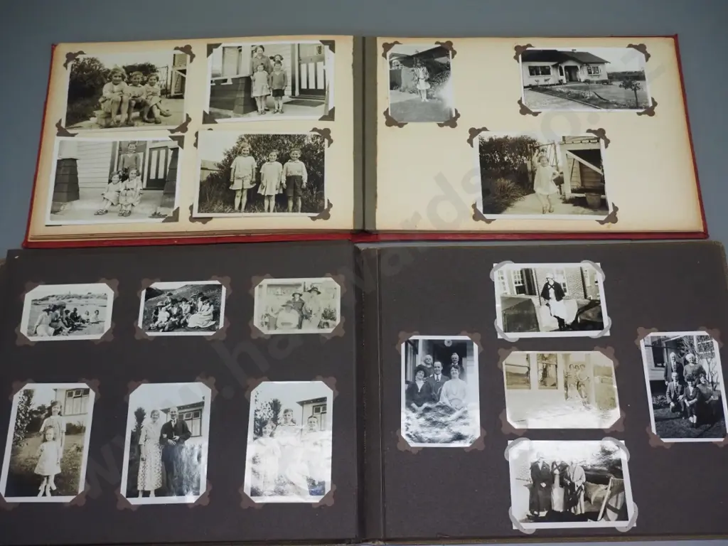 2 vintage photo albums with NZ photos and postcards - Port Chalmers, Dunedin, central Otago, family photos etc. Image 1++