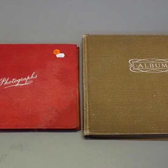2 vintage photo albums with NZ photos and postcards - Port Chalmers, Dunedin, central Otago, family photos etc.