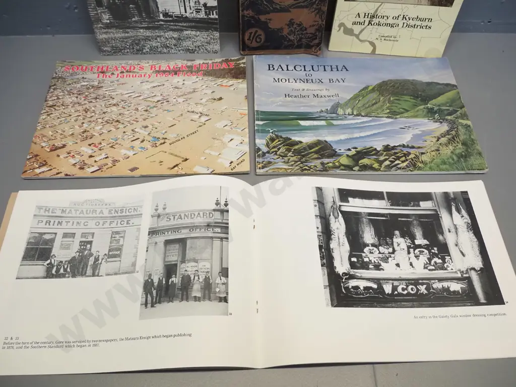 6 books - Otago & Southland local histories - Backward Glance at Gore, Balclutha, Maniototo etc. Image 1++