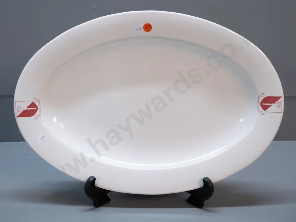 Temuka pottery oval platter / ashett with Selwyn College motto L-440 W-300 Image 1++