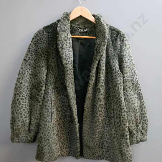 "Furricoat" by Ellis of Auckland faux fur leopard skin pattern jacket