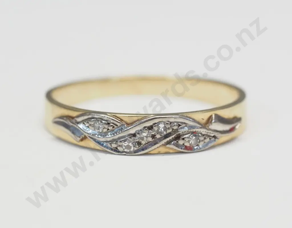 9ct yellow gold 5 diamond eternity ring 1.80gms Image 1++