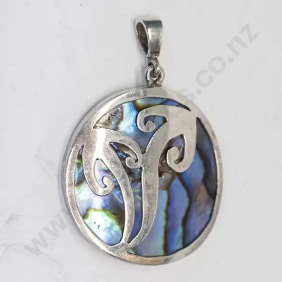 silver & paua shell necklace stamped 925