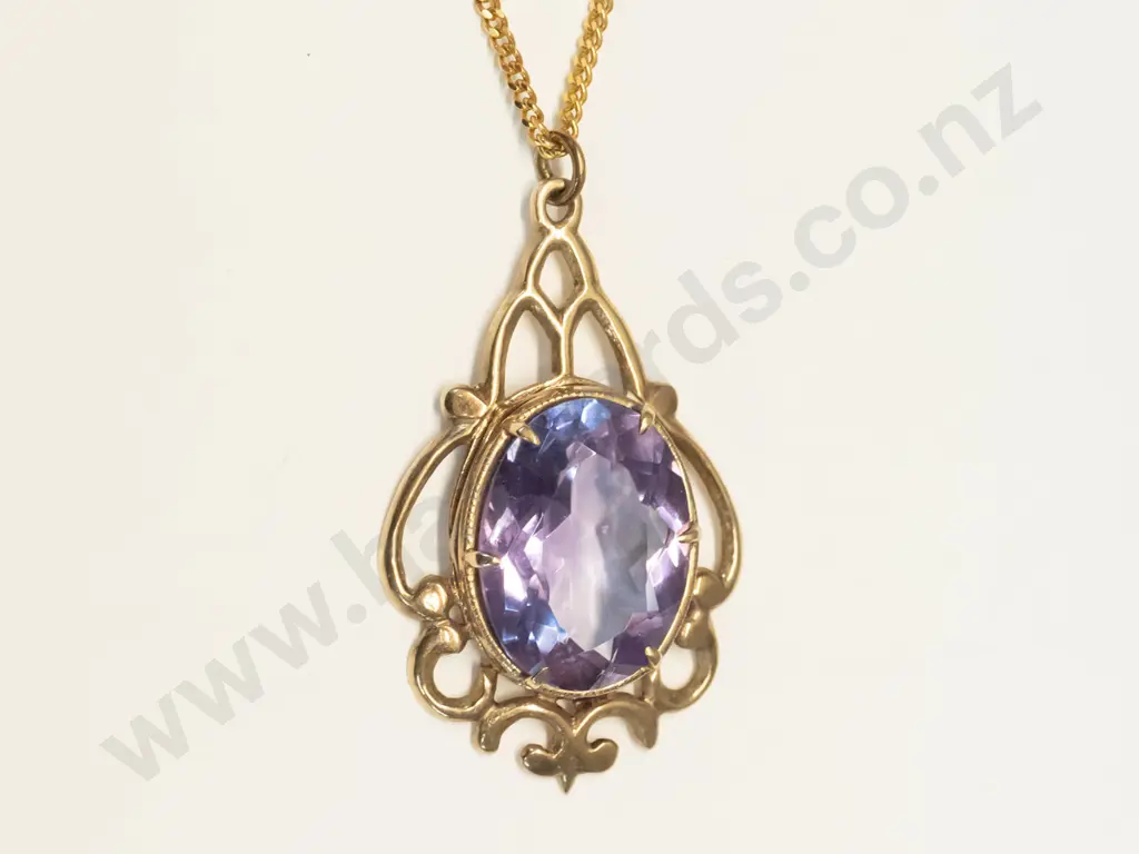 9ct amethyst necklace - stamped Image 1++