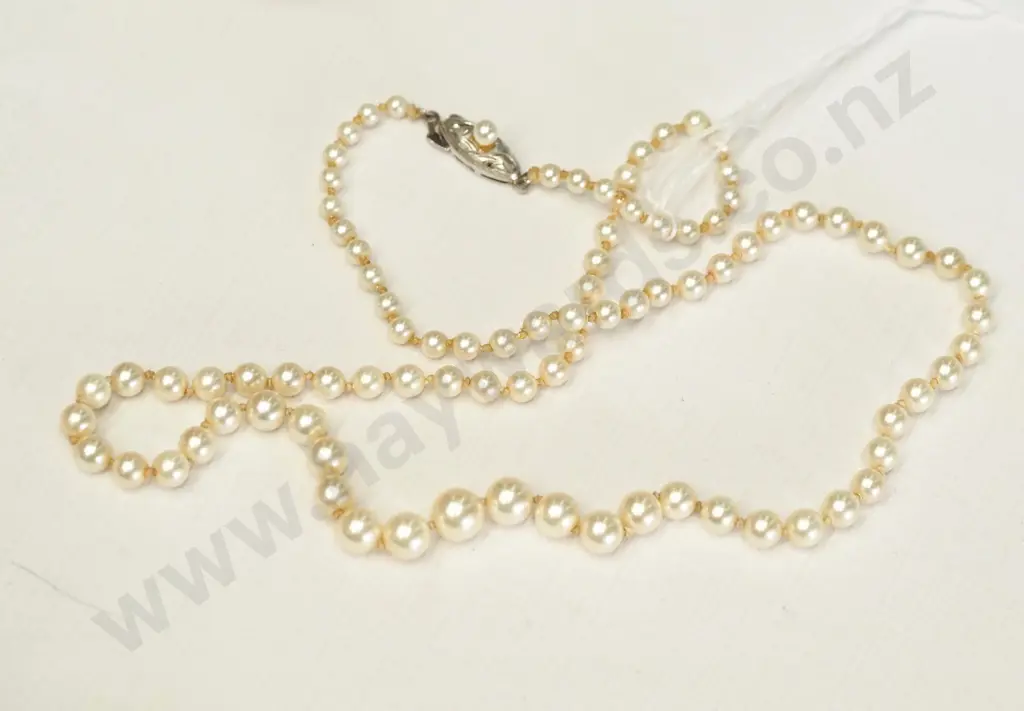 pearl necklace clasp stamped silver Image 1++