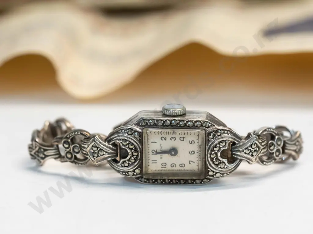 boxed marcasite watch Image 1++