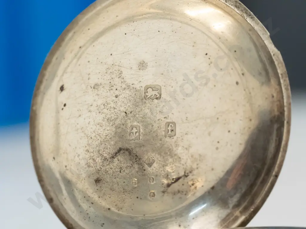 silver pocket watch with chain, key stamped lion, anchor f, JR 604 Image 1++