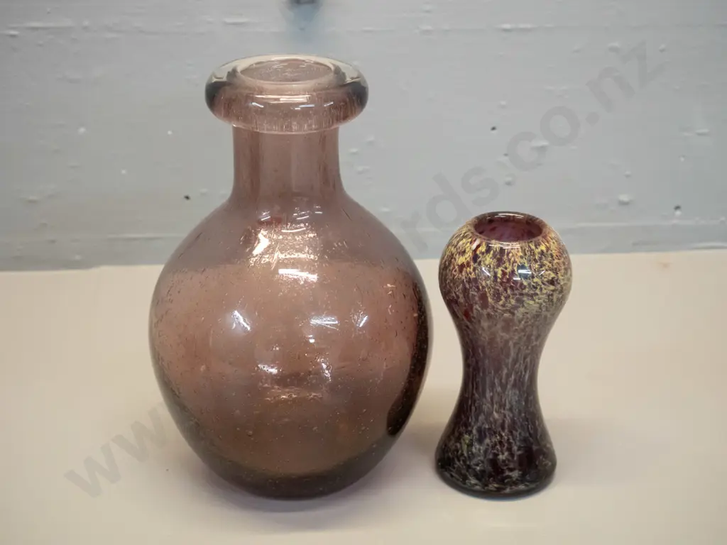 2 art glass vases - bubble pattern H-210 D-135 and small multi-coloured swirl Image 1++