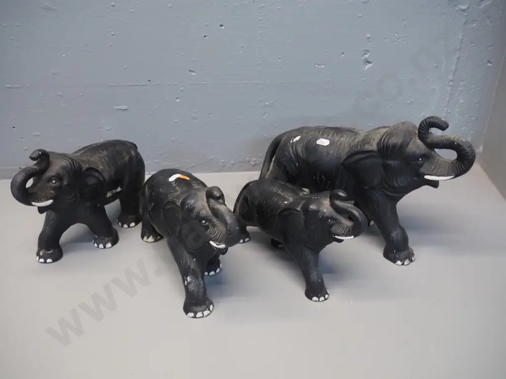4 (Sylvac?) Engilsh porcelain elephant figurines - one marked 769, two marked 770, all have paint wear, one has had Image 1++