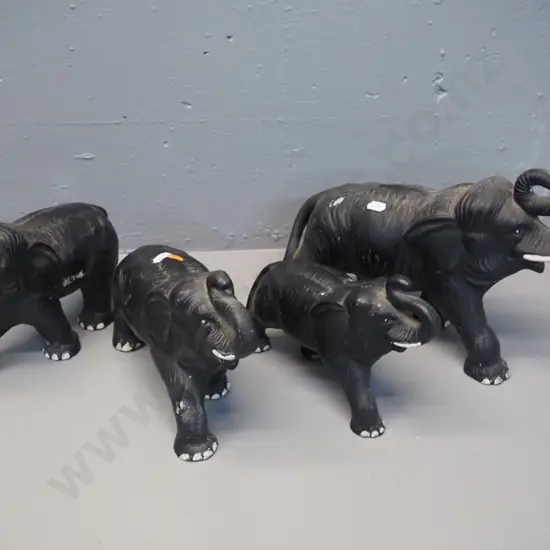 4 (Sylvac?) Engilsh porcelain elephant figurines - one marked 769, two marked 770, all have paint wear, one has had