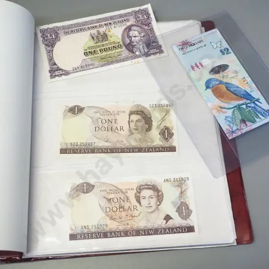 album of bank notes - New Zealand and foreign currencies