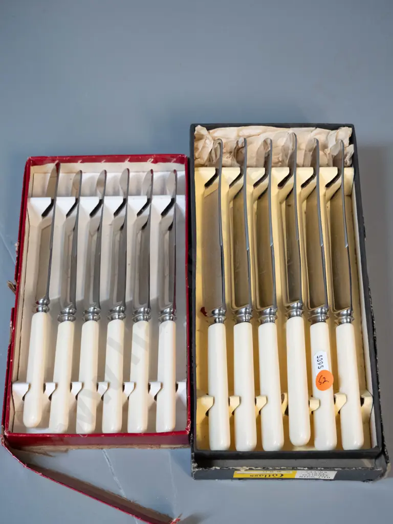 2 boxed sets of Cutlass bone-handled knives - 6 dinner & 6 bread & butter Image 1++