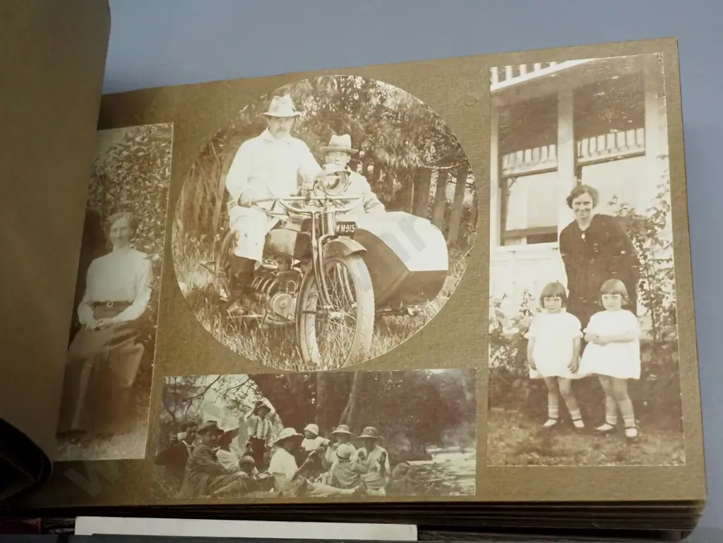 2 vintage photo albums with NZ photos and postcards - Wanaka, Dunedin, Wellington family photo and an autograph book w/ Image 1++