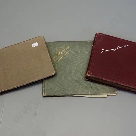2 vintage photo albums with NZ photos and postcards - Wanaka, Dunedin, Wellington family photo and an autograph book w/
