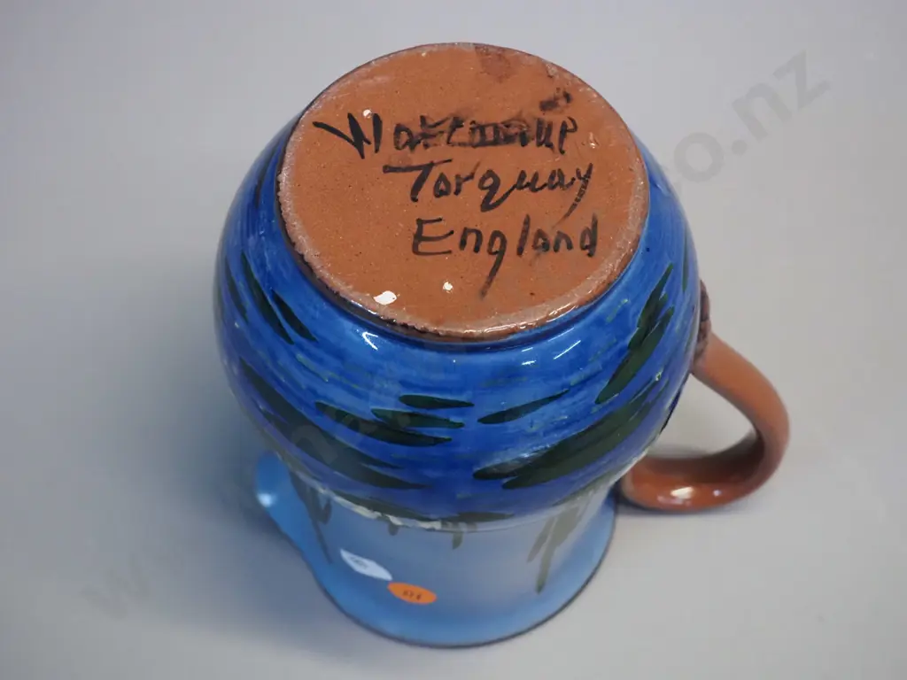 Torquay ware pottery - Watcombe Kingfisher pattern jug H-160 W-160 Image 1++