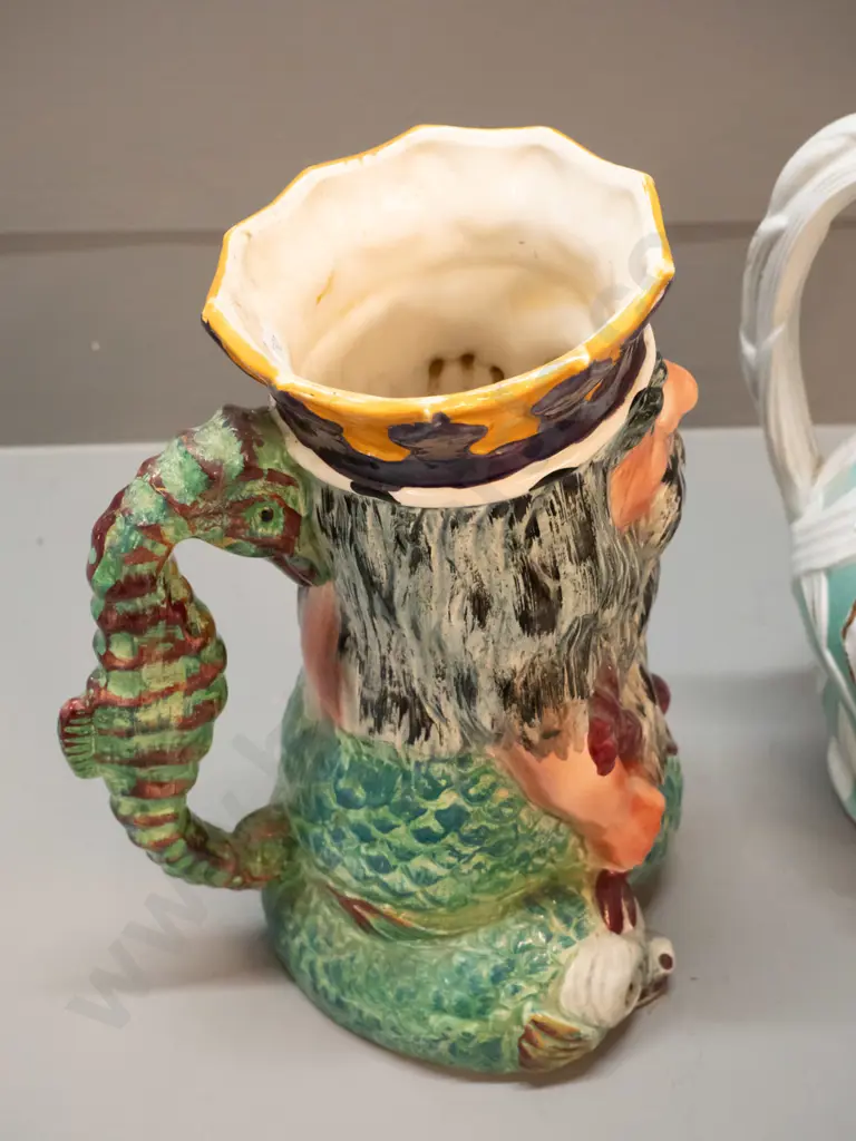 large Shorter's Father Neptune toby jug H-270 and a teal, white & gold iris motif jug Image 1++