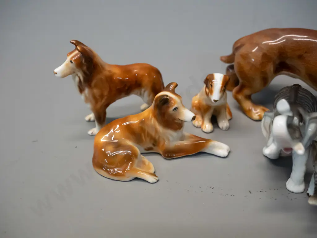 assorted small fine porcelain animal figurines - dogs, birds, elephant, etc. - dachshund is H-65 L-120 Image 1++
