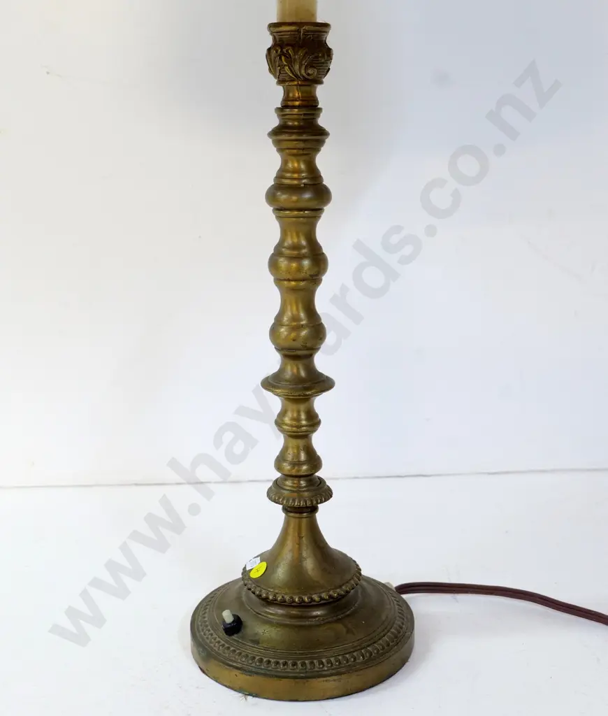 brass candlestick style table lamp - some pitting to metal, some marks to shade H-800 Diameter 360 Image 1++